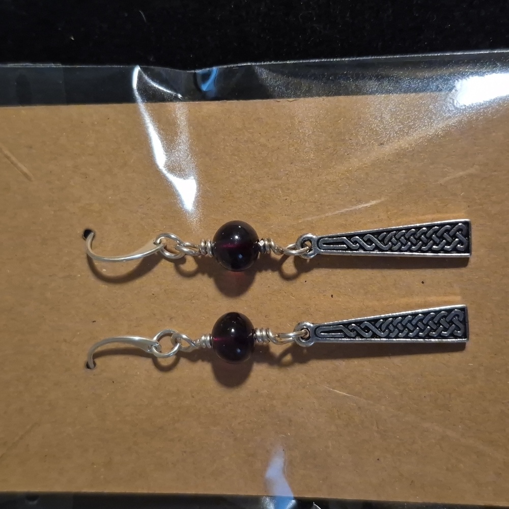 Sapphireskies Designs Sterling Celtic Baltic Amber Earrings